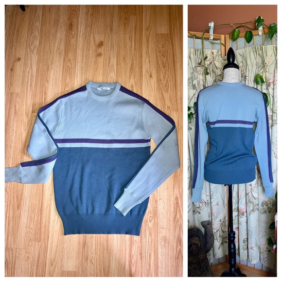 Vintage 90s Racing Stripe Wool Sweater Large Skater Grunge Alternative Style - Picture 1 of 8